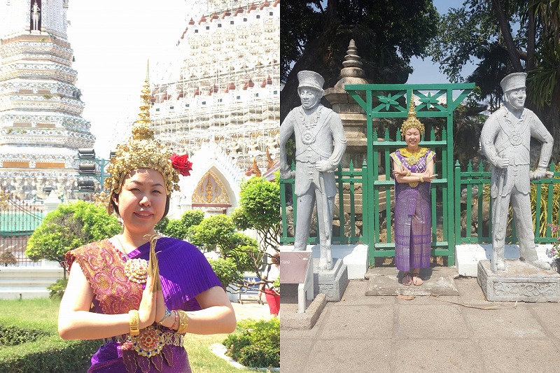 タイ バンコク ワット アルン 暁の寺 で格安 民族衣装体験 Viethich ベティック